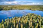 Finland, North Ostrobothnia, Rukatunturi area. Aerial views of forest, lakes and marshes. Art Print